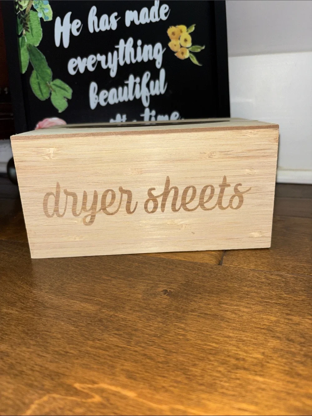 Natural Bamboo Dryer Sheets Holder Box - Neutral NWT
